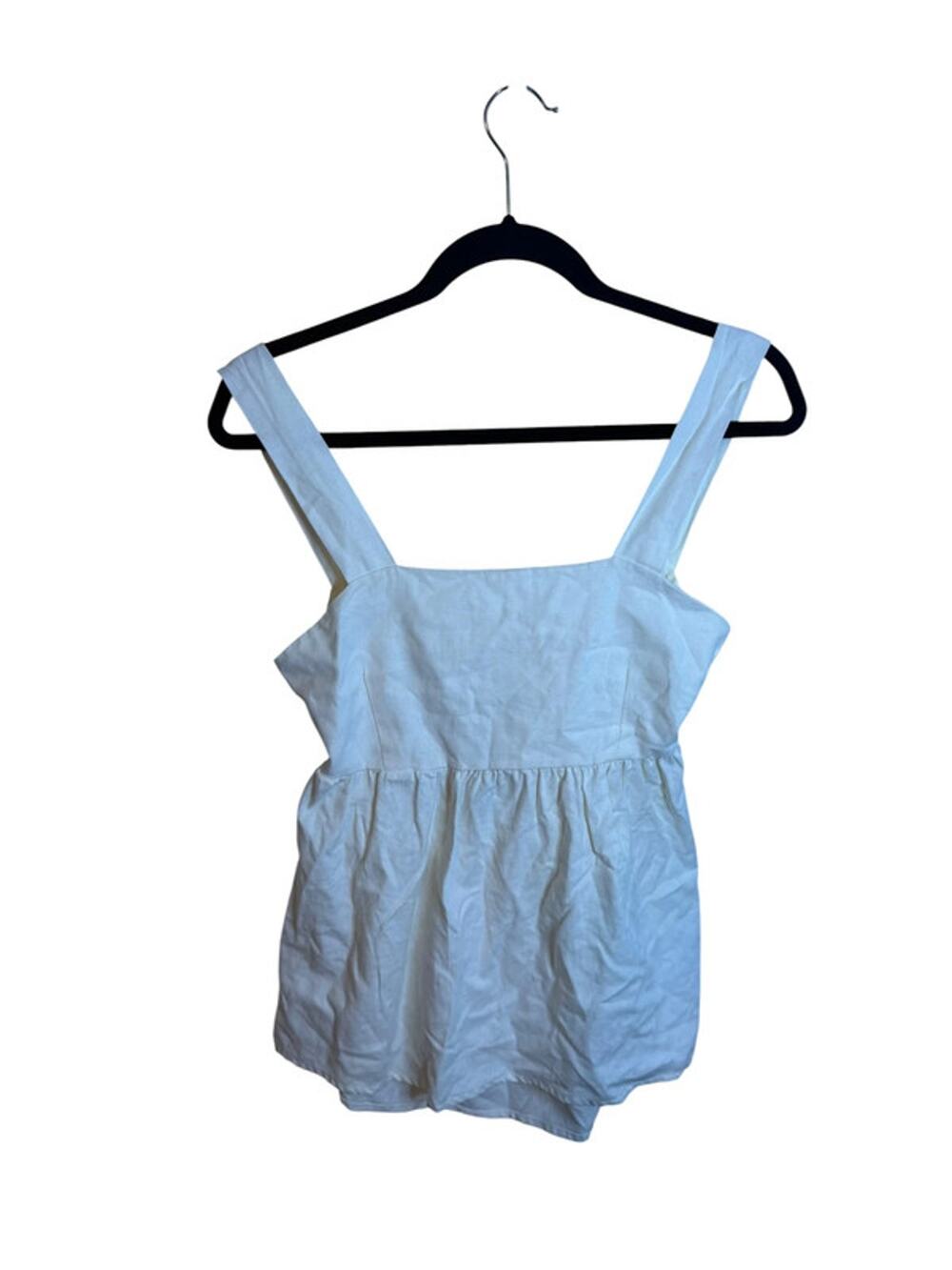 NWT Carole Christian Ivory Linen Tie Back Peplum Top